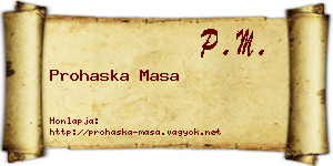 Prohaska Masa névjegykártya